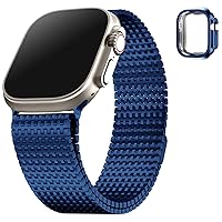 Fullmosa Compatible Apple Watch Metal Bands Ultra 49mm, Stainless Steel Mesh Loop Magnetic Clasp iWatch Band with TPU Case for Apple Watch Ultra/Ultra 2 for Men Women (Blue)