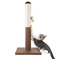 PETMAKER Cat Scratching Post - Tall Scratcher for Cats and Kittens with Sisal Rope and Carpet, Hanging Mouse Toy for Interactive Play (24.5 Inch)
