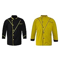 piping Men'S Chef Jacket Light Wieght Multi-Colour Chef Coat Pack of 2 (XS-6XL, 10 Colors)