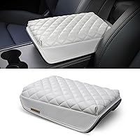 KMMOTORS Model y, Model 3 Center Console Cover Quilting White, Armrest Cushion, Console Protector, Vegan Leather, Tesl* Accessories,