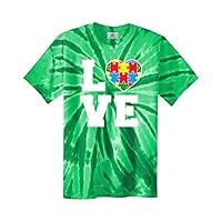 Threadrock Autism Awareness Love Puzzle Heart Unisex Tie Dye T-Shirt