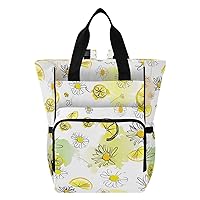 Chamomile Lemon Diaper Bag Backpack for Mom Dad Large Capacity Baby Changing Totes with Three Pockets Multifunction Baby Bag for Picnicking