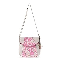 Sakroots Artist Circle Linen Uncoated Canvas Foldover Crossbody, Rose in Bloom