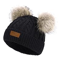 American Trend Baby Beanie Hat Double Pom Pom Toddler Beanies Knit Infant Winter Hat Caps for Boys Girls