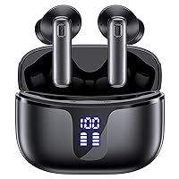 Bluetooth Headphones Ear Buds 68Hrs Playtime Wireless Earbuds Deep Bass with Mic Earphones in Ear IPX7 Waterproof Headset with Power Display Charging Case for Phone Tablet TV Business Sport Black