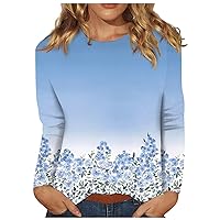 Tops for Women 2023, Women's Fashion Casual Long Sleeve Print Round Neck Pullover Blouse
