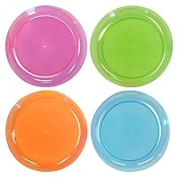Party Essentials Hard Plastic 9-Inch Round Party/Luncheon Plates, Assorted Neon, 80-Count