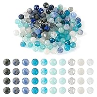 Pandahall 100Pcs 3mm Faceted Natural Stone Beads AAA Natural Gemstone Beads Natural Aquamarine Beads Energy Crystal Healing Power Gemstone for DIY Bracelet Necklace Earring Jewelry Making