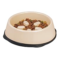 IRIS USA 4 Cups Slow Feeder Dog Bowl, Anti-Choking, Anti-Slip, Easy to Clean, Interactive Puzzle Toy, Healthy Digestion, Short snouted, Dogs Cats & Other Pets, BPA, PVC, Phthalate Free, Beige/Black