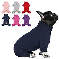 cyeollo Dog Pajamas for Small Dogs Thermal Fleece Dog Pjs Jumpsuit for Dogs Stretchable Onesie Warm Winter Cold Weather Coats Dog Clothes Color Navy