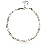 Anne Klein Silver-Tone Crystal Glass Tubular Pave Collar Necklace, 16