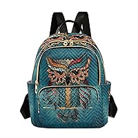 ALAZA Owl Print Boho Ethnic Mini Backpack Purse for Women Travel Bag Fashion Daypack Back Pack Shoulder Bag