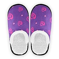 Fuzzy Slippers Valentine Days Doodle Pink Hearts Purple For Adult Retro Soft Warm Home Non-Slip Couple Style Casual Slippers