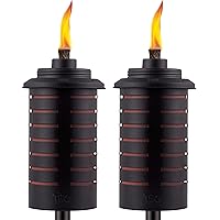 Brand Easy Install 65 Inch TIKI Torch, Outdoor Decorative Lighting for Lawn Patio Backyard, Metal Black and Orange, 2 - Pack, 1120130