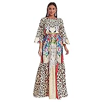 Dresses for Women Women's Dress Leopard & Floral Print Flounce Sleeve Dress Dresses