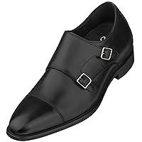 CALTO Men's Invisible Height Increasing Elevator Shoes - Premium Leather Slip-on Lightweight Casual Loafers - 3 Inches Taller