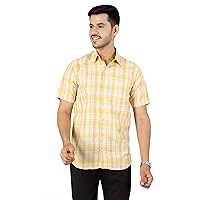 WINTAGE Cotton Yellow Checkered Shirt