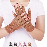 DISUPPO Arthritis Compression Gloves Relieve Pain from Rheumatoid, RSI,Carpal Tunnel, Hand Gloves Fingerless for Computer Typing and Dailywork, Support for Hands and Joints (M, Brown)