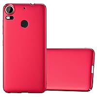 Case Compatible with HTC Desire 10 PRO in Metal RED - Shockproof and Scratch Resistent Plastic Hard Cover - Ultra Slim Protective Shell Bumper Back Skin
