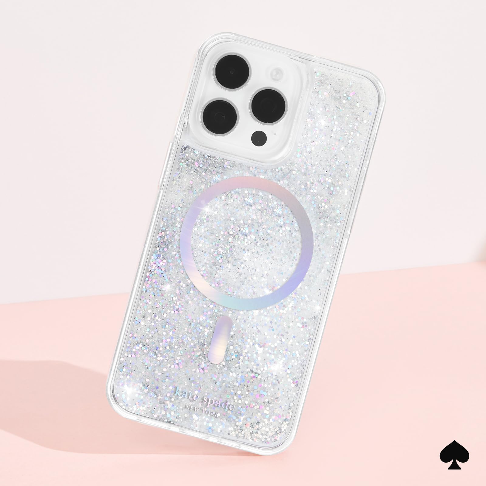 Kate Spade New York iPhone 15 Pro Max Case, Compatible with MagSafe - Liquid Glitter Iridescent