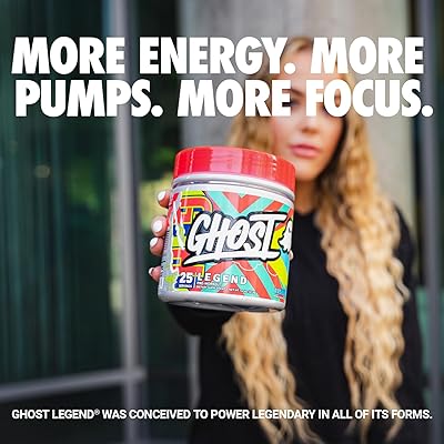  GHOST Legend V2 Pre-Workout Energy Powder, Sonic Ocean Water -  25 Servings - Caffeine, L-Citrulline, & Beta Alanine Blend for Energy Focus  & Pumps - Free of Soy, Sugar & Gluten
