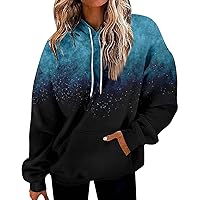 Oversized Hoodies Women Gradient Fashion Print Sweatshirt 2023 Drawstring Y2k Teen Girl Clothes With Pocket