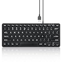 Perixx PERIBOARD-432 Wired Mini USB Keyboard - X Type Scissor Keys - Big Print Keys - US English