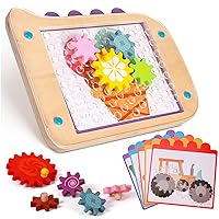 Woodtoe Wooden Gear Toys for Kids - Montessori Matching Gear Game - Fine Motor Skills Spinning Toys & STEM Learning Puzzle Board Game for Kids Boys Girls Age 3 4 5 6 Years Old Birthday Gifts for Kids