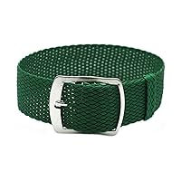 HNS 22mm Green Perlon Braided Woven Watch Strap with Silver Buckle