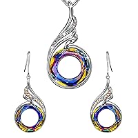 Bcenoilua Jewellery Set for Women Phoenix Necklace and Earrings Set Crystal Pendant Necklace Stud Earrings Gifts Birthday for Women