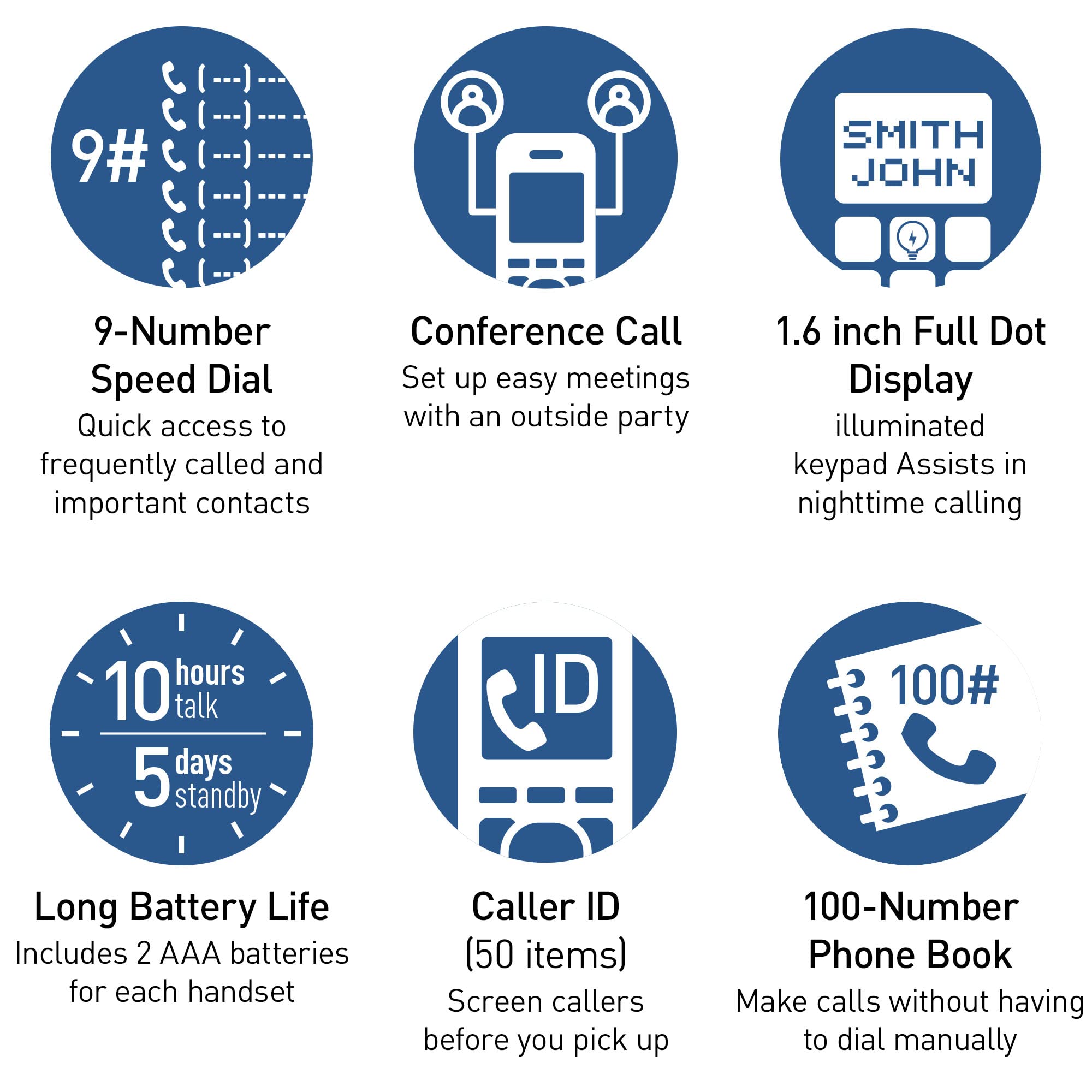 Panasonic Cordless Phone with Advanced Call Block, Bilingual Caller ID and Easy to Read Large High-Contrast Display, Expandable System with 3 Handsets - KX-TGD813B (Black)