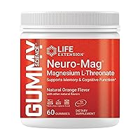 Life Extension Gummy Science™ Neuro-Mag® Magnesium L-Threonate, Memory Support, Recall Speed, Brain Health, Magnesium Supplement, Gluten-Free, Non-GMO, Orange Flavor, 60 Gummies