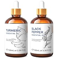 HIQILI Turmeric Essential Oil and Black Pepper Essential Oil, 100% Pure Natural for Diffuser - 3.38 Fl Oz