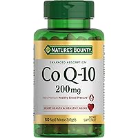 Nature's Bounty CoQ10, Supports Heart Health, Dietary Supplement, 200mg, 80 Rapid Release Softgels (Pack of 3)