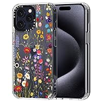 MOSNOVO Compatible with iPhone 15 Pro Max Case, [Buffertech 6.6 ft Drop Impact] [Anti Peel Off Tech] Clear TPU Bumper Phone Case Cover with Wildflower Designed for iPhone 15 Pro Max 6.7