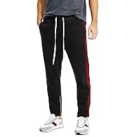 Hat and Beyond Mens Premium Track Jersey Pants with Ankle Zipper Slim Athletic Fit Sweatpants