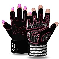 Weight Lifting Gloves for Women Gym Workout with Wrist Support,Padded Half Finger Gloves for Fitness Exercise