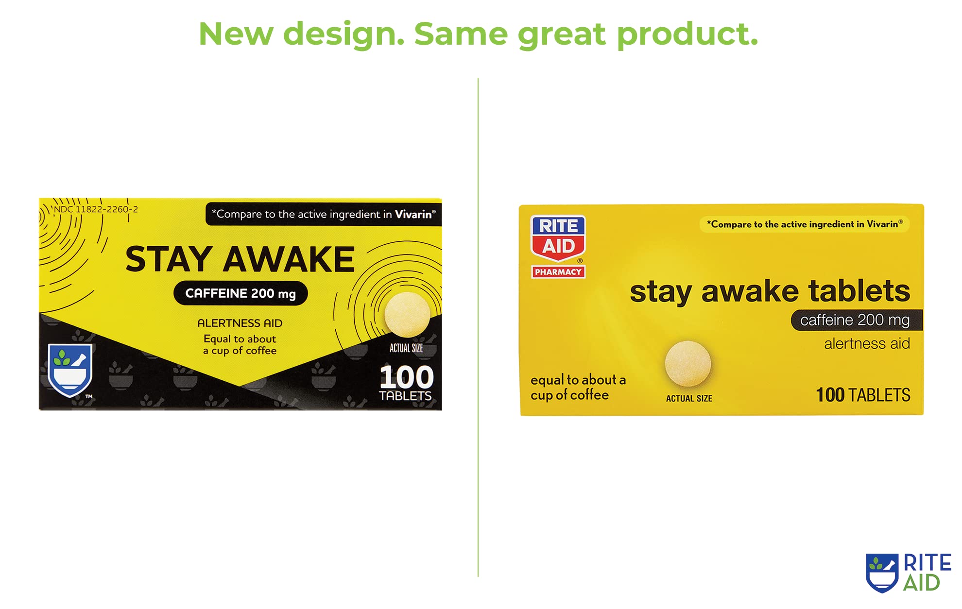Rite Aid Stay Awake Tablets Caffeine, 200 mg - 100 Tablets | Caffeine Pills | Caffeine Supplement | Caffeine Pills 200mg | Equal to About a Cup of Coffee | Mental Alertness Aid | Energy Pills