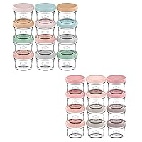 KeaBabies 12-Pack Glass Baby Food Containers - 4 oz Leak-Proof, Microwavable Baby Food Storage Containers, Baby Food Freezer Tray, Puree Glass Baby Food Jars, Baby Bullet Jars with Lids