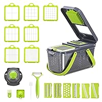 22 in 1 Vegetable Cutter with Container Veggie Choppers and Dicers Food Chopper Cutter for Onion Tomato Multi Kitchen Tool with Lemon Squeezer -13 Blades