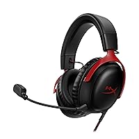 HyperX Cloud III – Wired Gaming Headset, PC, PS5, Xbox Series X|S, Angled 53mm Drivers, DTS Spatial Audio, Memory Foam, Durable Frame, Ultra-Clear 10mm Mic, USB-C, USB-A, 3.5mm – Black/Red