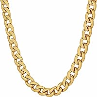 LIFETIME JEWELRY 7mm Polished Cuban Link Chain Necklace for Women & Men 24k Gold Plated
