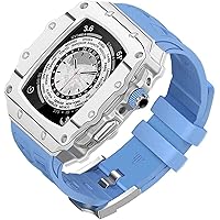 Carbon Fiber Watch Case，For Apple Watch 8 7 45mm，Fluorine Rubber rm Mod Kit Watch Strap Frame Bezel Modification Set，For iWatch 6 5 4 SE 44mm