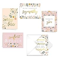 Canopy Street Modern Floral Sympathy Cards / 25 Sympathy Cards / 5 Floral Thinking Of You Greeting Card Designs / 4 5/8