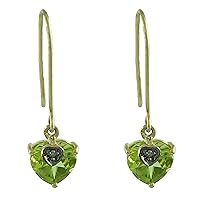 Stylish Amethyst Natural Gemstone Heart Shape Drop Dangle Wedding Earrings 925 Sterling Silver Jewelry | Yellow Gold Plated