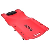 Pro-Lift Mechanic Plastic Creeper 36 Inch - Blow Molded Ergonomic HDPE Body with Padded Headrest - 300 Lbs Capacity Red