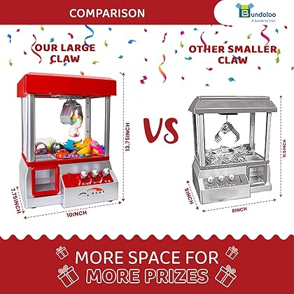 Bundaloo Claw Machine Arcade Game with Sound, Cool Fun Mini Candy Grabber Prize Dispenser Vending Toy for Kids, Boys & Girls