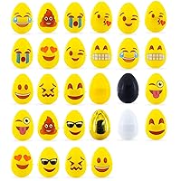 Express Yourself: Set of 24 Facial Expressions Eggs + 1 Gold, 1 Black, 1 White & 1 Yellow Plastic Easter Eggs