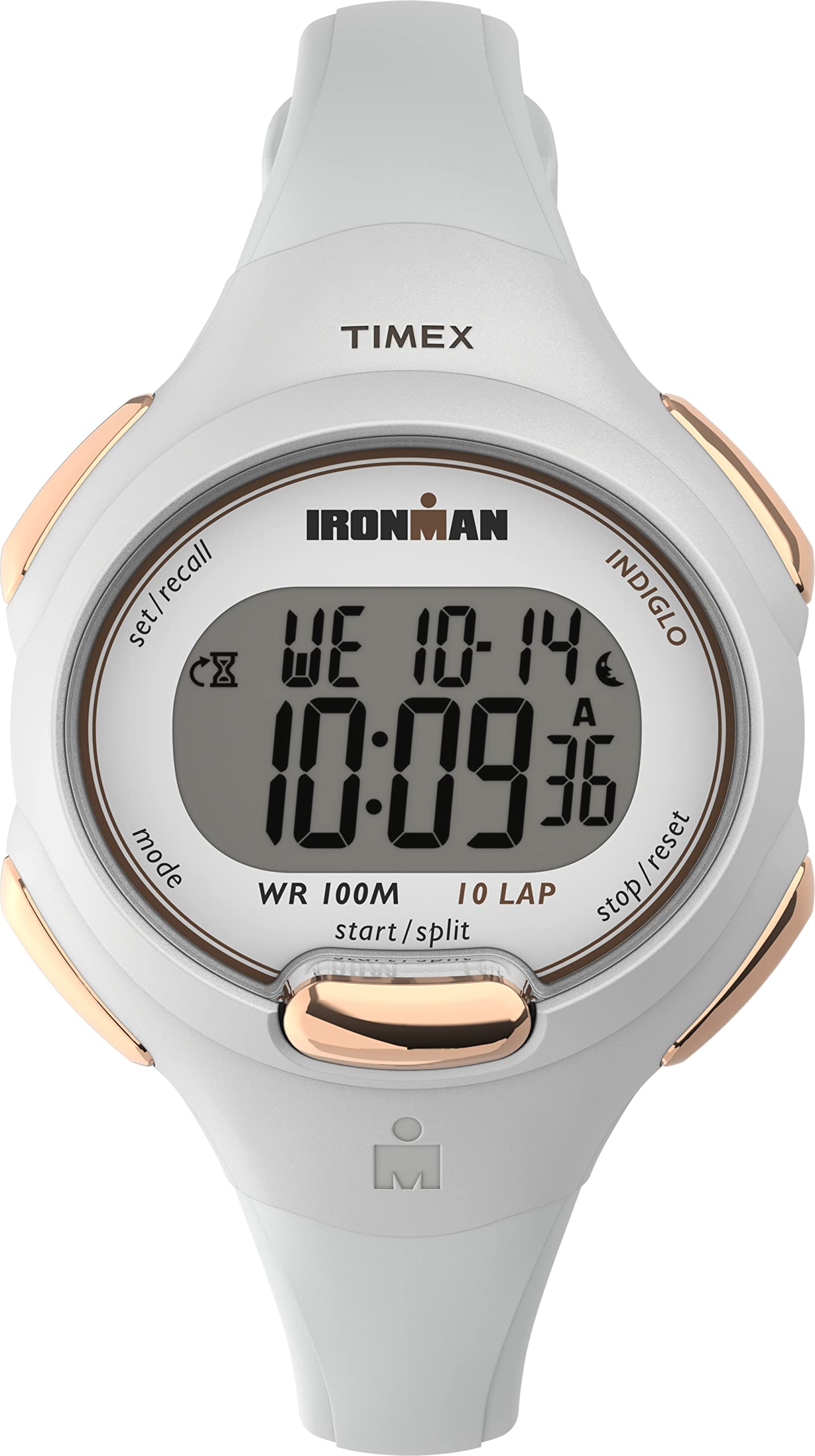 Timex Womens BCRF Ironman Essential 34mm Watch - White Case White Strap Rose-Gold-Tone Accents