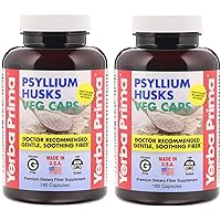 Yerba Prima Psyllium Husks Fiber Veg Caps - 180 (Pack of 2)